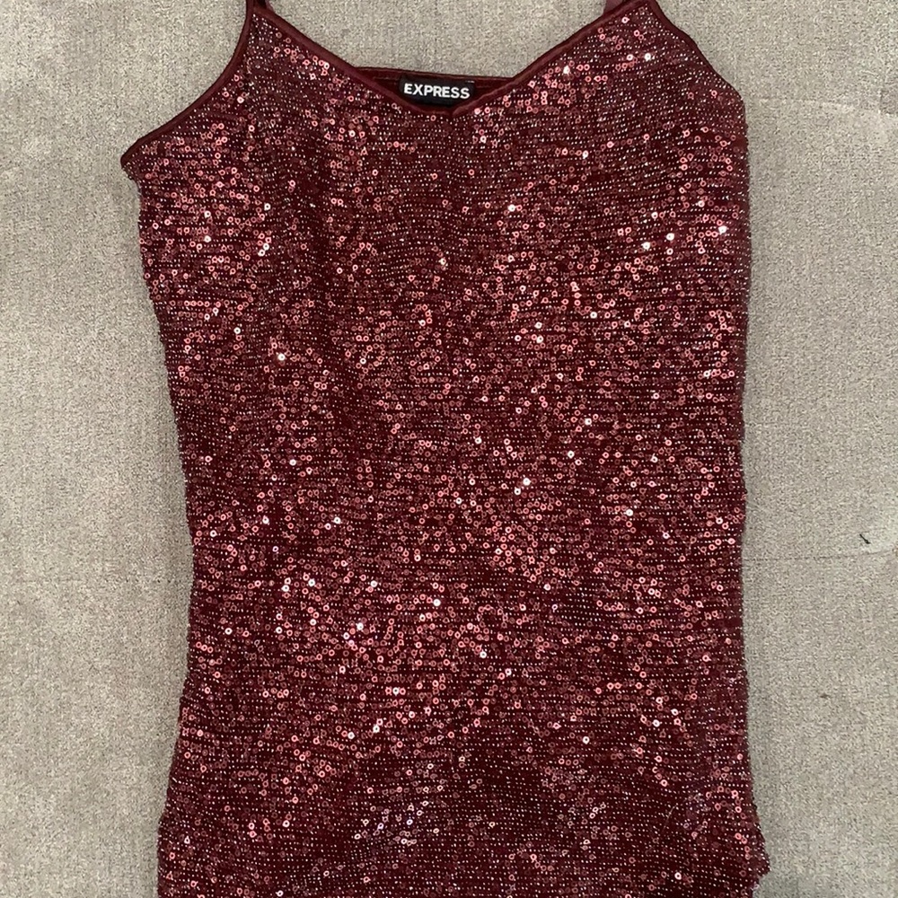Express sequin tank top